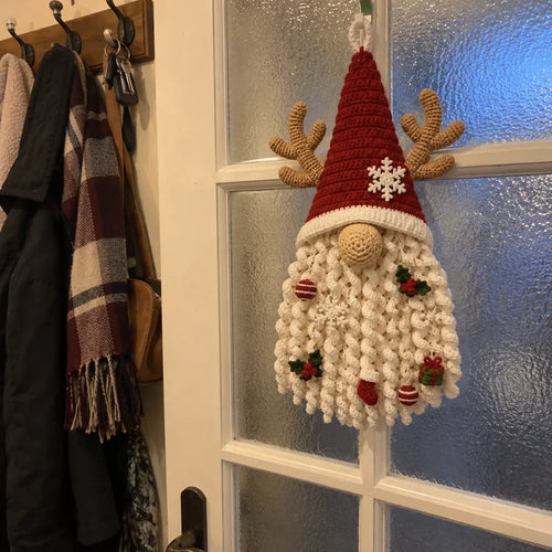 Kit de Décoration de Porte au Crochet Fait Main, Thèmes Saisonniers : Père Noël, Cœur de la Saint-Valentin, Noël, Lapin de